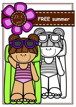 Preview of FREE - summer Digital Clipart (color and black&white)