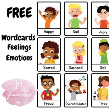 Preview of FREE wordcards feelings / emotions Special ed, early education