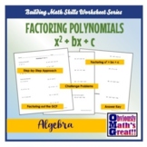 FREE x^2 + bx + c  Factoring Polynomials Worksheet