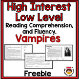FREEBIE Vampire-Themed High Interest Low Level Reading Com