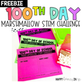 FREEBIE 100th Day of School Marshmallow Stem Activity