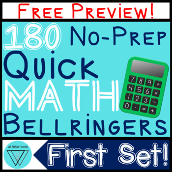 Preview of FREEBIE: 180 Middle School Math Warm-Ups: No-Prep Daily Bellringers & Starters