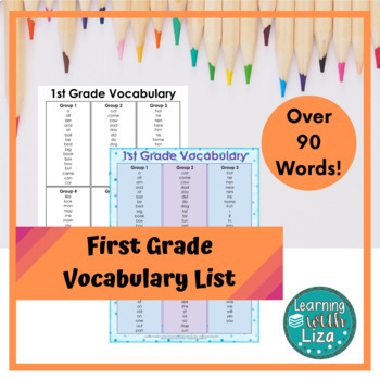 1st Grade Vocabulary List by Learning with Liza | TpT