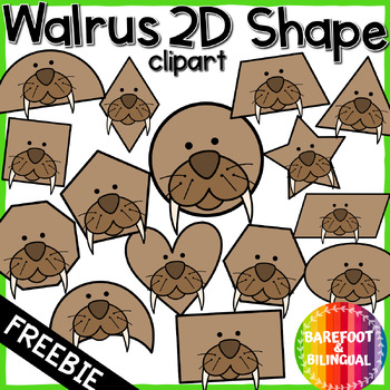 Preview of FREEBIE - 2D Shape Clipart - Walrus Zoo Animals Clipart