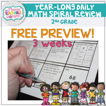 Preview of FREEBIE 2nd Grade Math Spiral Review