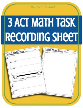 Preview of FREEBIE 3 Act Math Task Recording Sheet