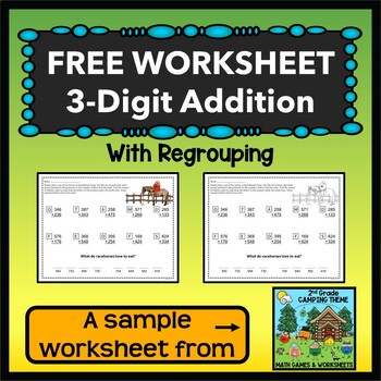 Preview of FREEBIE - 3-Digit Addition Worksheet with Regrouping