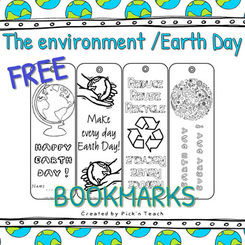 freebie 4 environment earth day coloring bookmarks by pick n teach