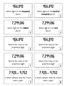 FREEBIE 4.NBT.1: Place Value Game Cards by Kathleen and Mande'