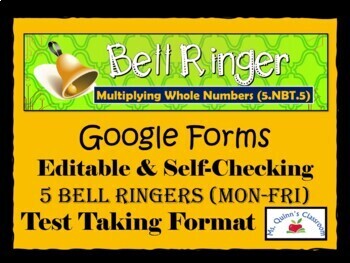 Preview of FREEBIE!! 5-Minute Google Form Bell Ringers: Multiply Whole Numbers (5.NBT.5)