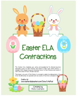 Preview of “Easter ELA” Contractions - Contraction Fun! (color & black line)