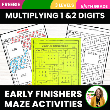 Preview of FREEBIE 5th Grade Early Finishers Mini Math Multiplying 1 by 2 Digits Maze