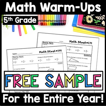 Preview of 5th Grade Math Warm Ups, Math Morning Work, Math Spiral Review, Math Bell Work