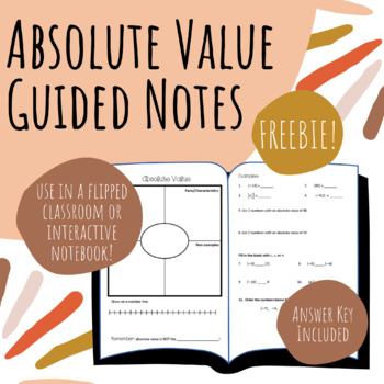 Preview of FREEBIE! Absolute Value Guided Notes- Interactive Notebook or Flipped Classroom