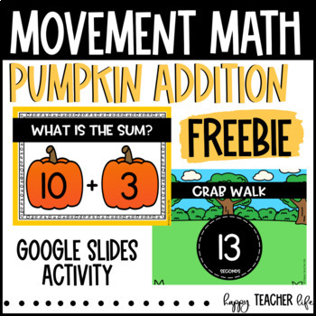 Preview of FREEBIE Addition Fact Fluency Sums to 20 Brain Break with Movement Exercises