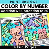FREEBIE Addition and Subtraction within 20 Color by Number