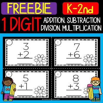 Preview of FREEBIE Addition Subtraction Multiplication Division Task Cards No Prep