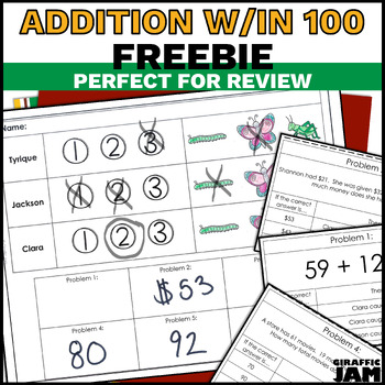 FREEBIE Addition within 100 Math Problem Solving Mystery with Answer