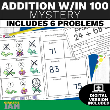 Preview of Addition within 100 Activity Freebie Addition Word Problems Free Review Game