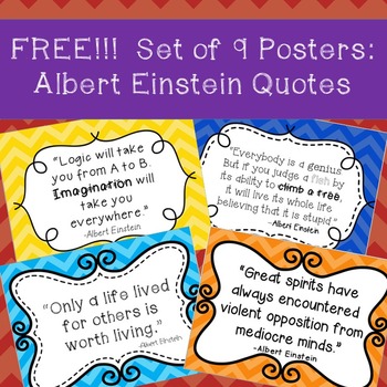 Preview of **FREEBIE**  Albert Einstein Quotes Poster Set