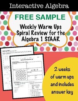 Preview of FREEBIE: Algebra 1 STAAR Review Warm Ups -- 2 weeks