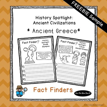 Preview of FREEBIE - Ancient Greece History Unit - Fact Finding Notebook Pages
