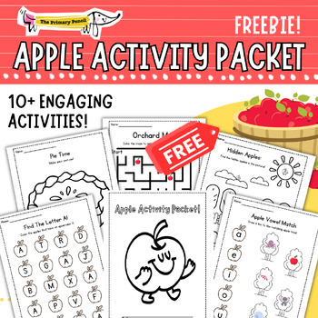 Preview of FREEBIE Apple Activity Packet | Coloring and Literacy Worksheets | September