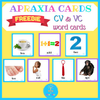 Preview of FREEBIE Apraxia Speech Flash Cards: CV, VC word cards