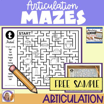 Preview of FREEBIE!! Articulation Mazes for speech and language therapy- FREE Sample!