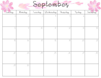 FREEBIE August 2019 - July 2020 Floral Calendar by La Maestra McH