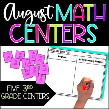 Preview of FREEBIE! August Math Centers for Third Grade