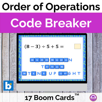 Preview of FREEBIE BOOM CARDS Order of Operations Code Breaker