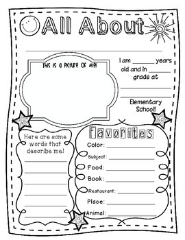 free printable all about me posters
