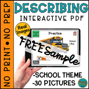 Preview of FREEBIE Back to School Describing Pictures Speech Therapy Digital Resource