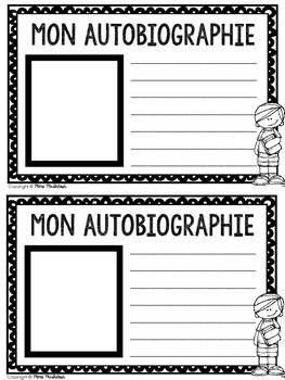 FREEBIE - Back to School Writing Activity - Mon autobiographie by Mme ...