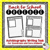 FREEBIE - Back to School Writing Activity - Mon autobiographie