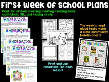 Preview of FREEBIE Back to school | First Week Survival | First Week of School plans