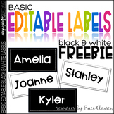 FREE Classroom Decor Labels - Basic Black and White EDITABLE