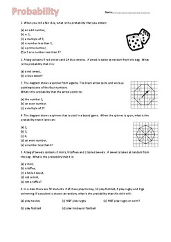 Preview of FREEBIE! - Basic Probability worksheet
