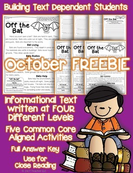 Preview of FREEBIE: Bats {Reading Passage with Common Core Text Based Questions}