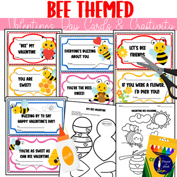 Preview of Bee Themed Valentine's Day Cards & Craftivity