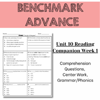 Preview of FREEBIE - Benchmark Advance 2nd Grade Unit 10 Week 1 Reading Comprehension