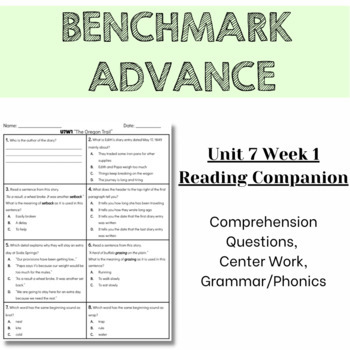Preview of FREEBIE - Benchmark Advance 2nd Grade Unit 7 Week 1 Reading Comprehension