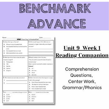 Preview of FREEBIE - Benchmark Advance 2nd Grade Unit 9 Week 1 Reading Comprehension