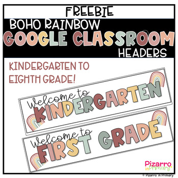 Preview of FREEBIE Boho Rainbow Google Classroom Header | Kindergarten - 8th grade