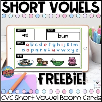Preview of Mixed Practice Short Vowel Boom Cards FREEBIE
