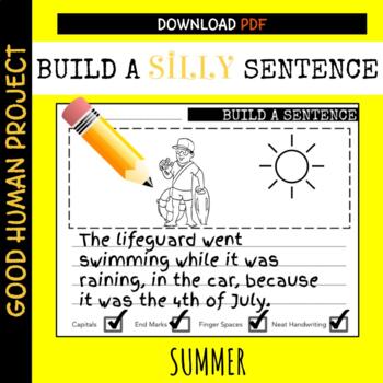Preview of Build a Silly Sentence: SUMMER | Writing Practice | Checklist