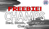 FREEBIE CHAMPS Posters- Red, Black, and White Chevron