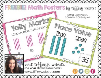 Preview of FREEBIE!  COMMON CORE Math Posters for Kindergarten and First Grade