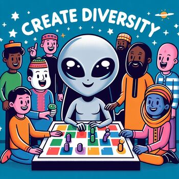 Preview of FREEBIE, CREATE DIVERSITY, BULLETIN BOARD, POSTER, SIGN, 1 PAGE, WEIRD, ALIEN